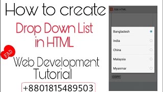 how to create drop down list in html web development tutorial.