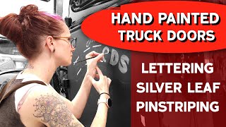 Hand Painted truck doors: Pinstriping, Lettering & Silver leaf
