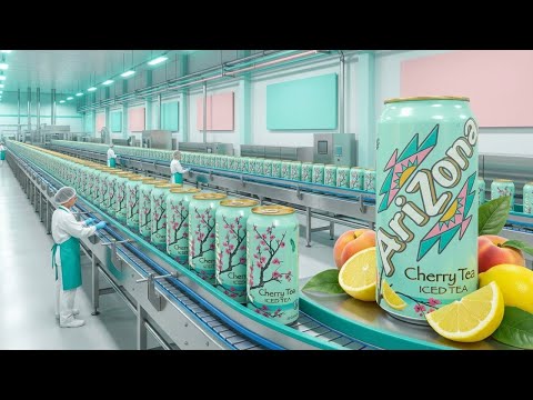 Inside an Arizona Iced Tea Plant: From Brewed Tea & Fruit to Giant Cans of Iced Tea (Full Process)