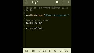Python program to convert kilometres to miles