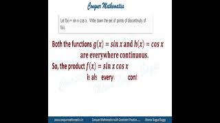 Set of points of discontinuity of sin x cos x - Continuity & Differentiation  - Class 12 Mathematics