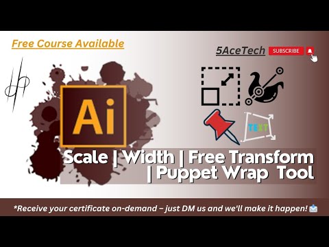 Mastering Scale Width Free Transform & Puppet Warp tool adobe illustrator  graphic designing course