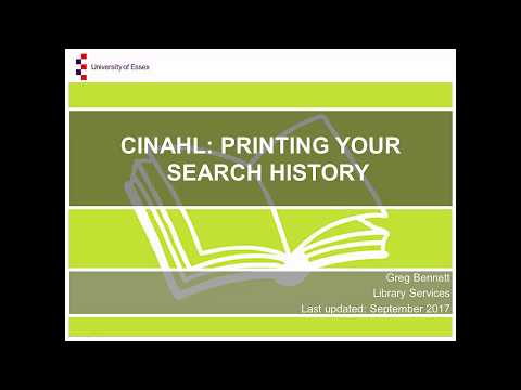 CINAHL: Printing your search history