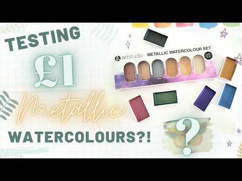 Testing £1 Metallic Watercolours?! Cheap Art Supplies Review | Will this Painting be a disaster?