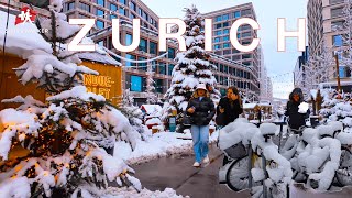 Zurich Snow-Covered Streets 🇨🇭 | Walking in Snow | Switzerland 4K Tour