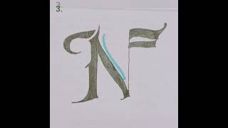 Calligraphy of Letter N ! 🖌️ #calligraphicalphabets #cursivefont #learnig #lettering #viralshorts