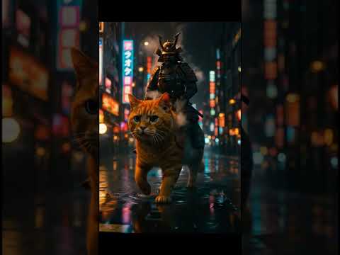 "Samurai Cat Roams Neon Tokyo 🐾⚔️🌆" #cattravels #catandmouse #cat #cutepets #kitten #youtubeshorts