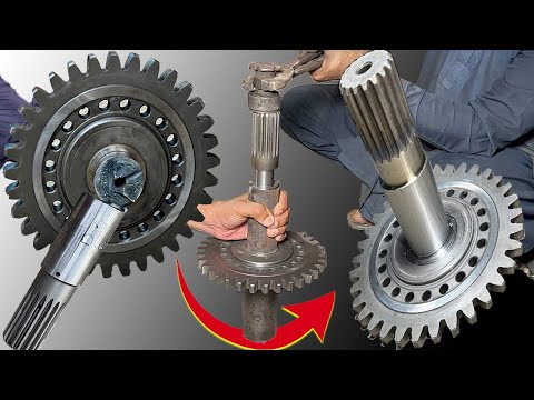 How A Skilled Mechanic Fixes A 2-Piece Broken Transmission Gear Shaft | How to Repair Gear Shaft