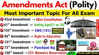 Important Constitutional Amendments | Top 100 MCQ | Major Amendments Of Indian Constitution | Gk