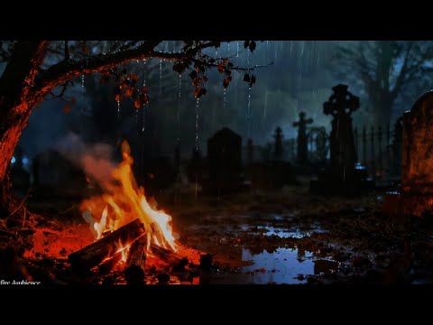 MIDNIGHT STUDY 💀 Dark Academia Ambience | Crackling Fire & Soft Rain for Deep Sleep
