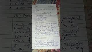 Level of Management #bcomnotes #2ndsemester #notes #shorts