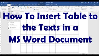 How To Insert Table to Texts in the MS Word Document