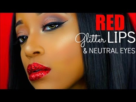 HOW TO: RED GLITTER LIPS + NEUTRAL EYES | THEGLAMCHO