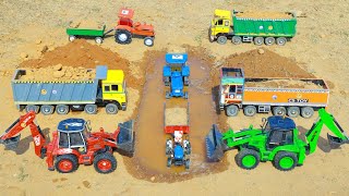 Cartoon Jcb 3dx Backhoe Loading Mud Sand Tractor | Ashok Leyland Accident Pulling JCB 5CX ? CS Toy 