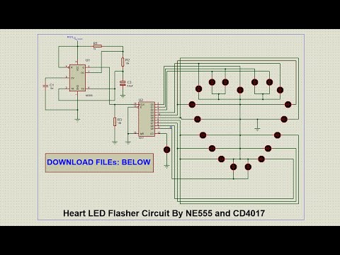 [Proteus 8] Simulate heart LED Flasher Circuit By NE555 and CD4017