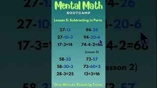 Mental Math Bootcamp Lesson 5: Subtracting in Parts #mentalmath #mentalmathtricks #elementarymath