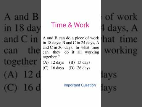 Time & Work | Important Sample Question| For all competitive exams | #shorts