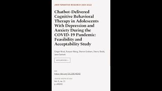 Chatbot-Delivered Cognitive Behavioral Therapy in Adolescents With Depression and Anx... | RTCL.TV