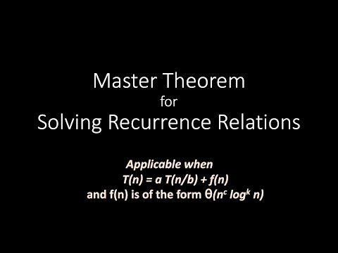 Master Theorem for Solving Recurrence Relations