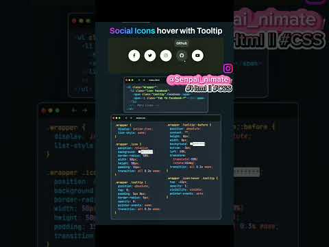 Social icons with hover and tooltip #html #css #javascript #tutorial