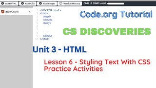Code org Unit 2 Lesson 6 Styling Text With CSS Practice Activities