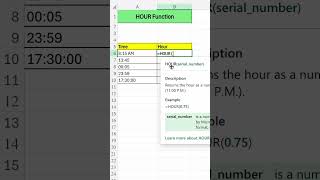Calculate Hour In Excel | Hour Function In Excel #hour #excel #excelfunctions #exceltricks #learn