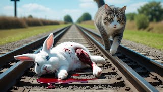 Kind Cat Saves Injured Rabbit | Heartwarming Stop Motion Story #ai #animation #cat #trending