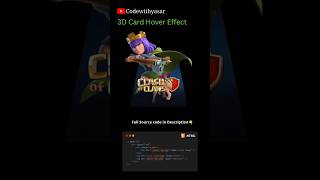 3D Card Hover Effect using HTML and CSS | Modern UI Design #htmlcss  #csseffects #clashofclans #coc