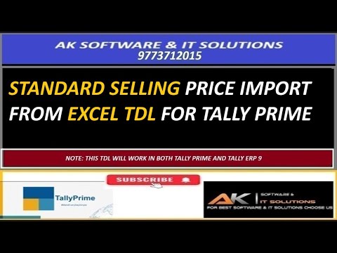 Standard Selling Import From Excel TDL For Tally Prime