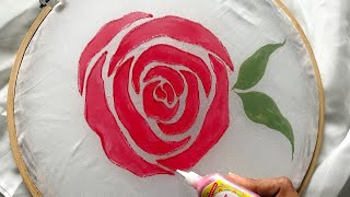 Simple Roses Painting on Organza Fabric | Fabric Painting Tutorial