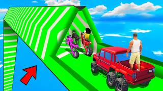 SHINCHAN AND FRANKLIN TRIED THE IMPOSSIBLE TRIANGULAR SPEED BOOSTER TUNNEL PARKOUR CHALLENGE GTA 5