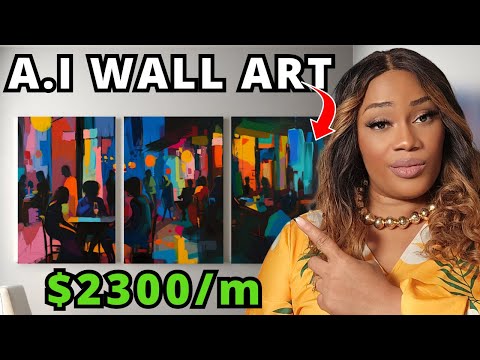 Make $2300 a Month Selling this A.I Digital Wall Art with Low Competition (Easy Side Hustle 2024)