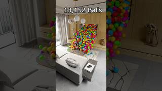 Intense living room ball simulation with up to 13k balls #blenderanimation #blender3d