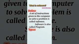 What is software?|What is program?|Define software #information #study #computer #define