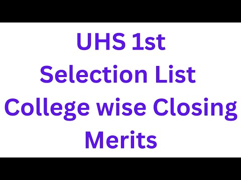 UHS 1st Selection List 2025 I MBBS Merit List 2025 I UHS 1st Selection List Closing Merits I UHS