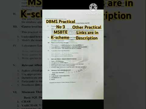 DMS Practical No 3 MSBTE K-scheme||#shortsfeed #msbte #viralvideo #youtubeshorts