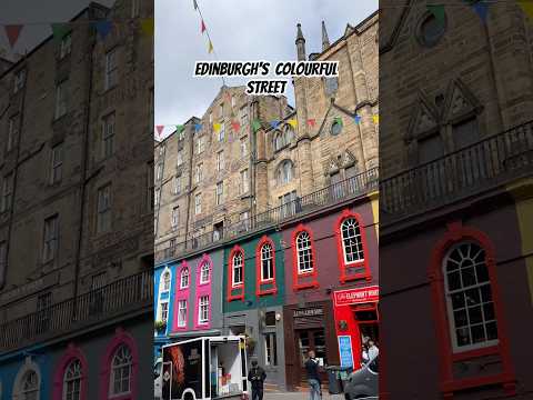 Edinburgh’s Colourful Street 💛💙🩷 #shorts #trending #travel #explore #edinburgh #scotland #uk