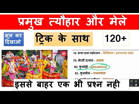 प्रमुख त्यौहार और मेले ट्रिक के साथ | Important festival with trick | SSC CGL, SSC MTS,UPVDO ,UPSI