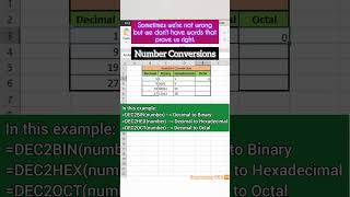 Convert Numbers across various Number Systems #shorts #excel #exceltips #exceltricks  #exceltutorial