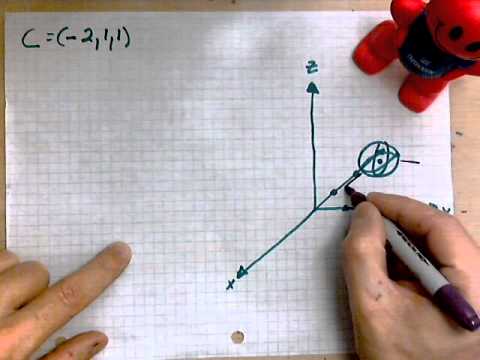 virtuallymath.com: equation of sphere , case of tangent plane