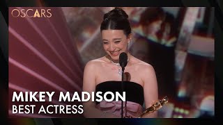 Mikey Madison Wins Best Actress for 'Anora' | 97th Oscars Speech (2025)