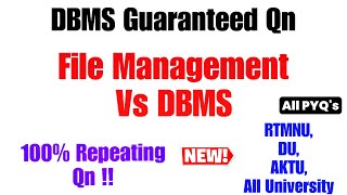 DBMS Important Question 🔥| Most Recurring Qn | University Exam Question | 100% Chance
