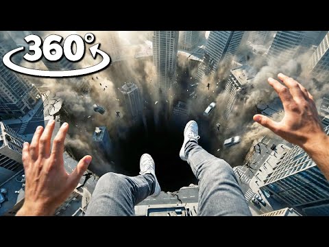 360° VR Giant Hole Eats The City