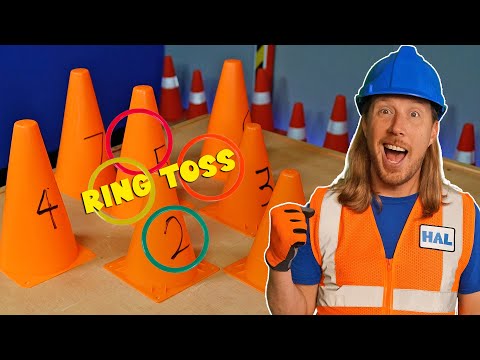 Ring Toss Safety Cone Game with Handyman Hal | Learn Numbers for Kids