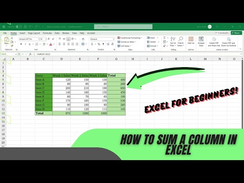 How to Sum a Column in Excel (2 Easy Methods) | excel for beginners