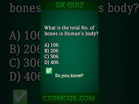 What is the total No. of   bones in Human's body? #gk #question #mcq #quiz #shorts