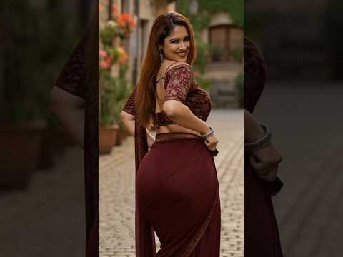 Royal Maroon Saree Look | Desi Glamour Vibes ✨ #shorts #saree