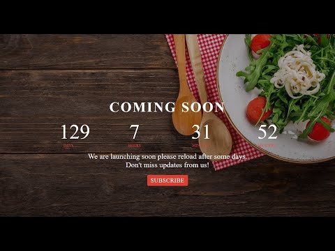 Responsive Coming soon page using html css and javascript.Source code link below.