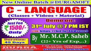 C - LANGUAGE Online Training @ DURGASOFT
