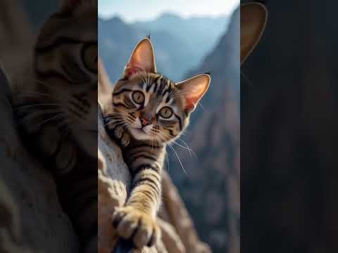 Epic Mountain Selfie: Cat’s High Altitude Adventure! #ai